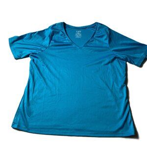 Kanu: Short Sleeve Blue Performance V-neck T-shirt, Size 1X